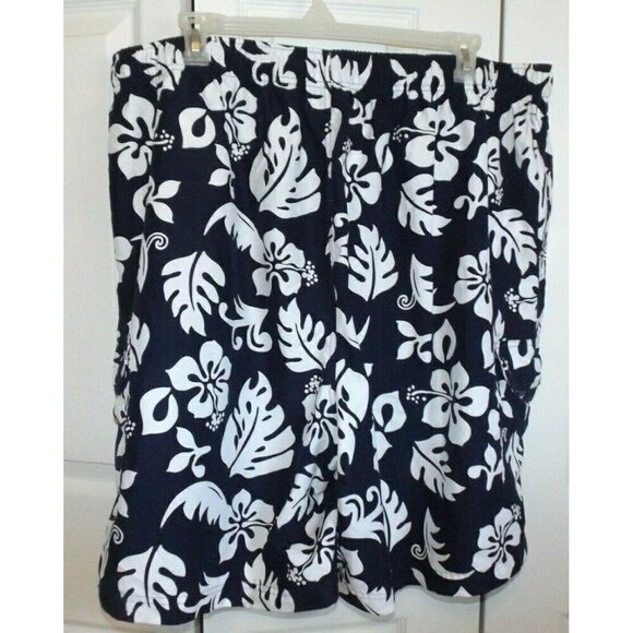 Island Outfitters 3XLT blue & white floral print elastic waist swim trunks - Picture 4 of 4